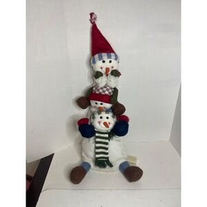 Avon Plush 18" Talking Stacked Snowmen Christmas Holiday Winter Shelf